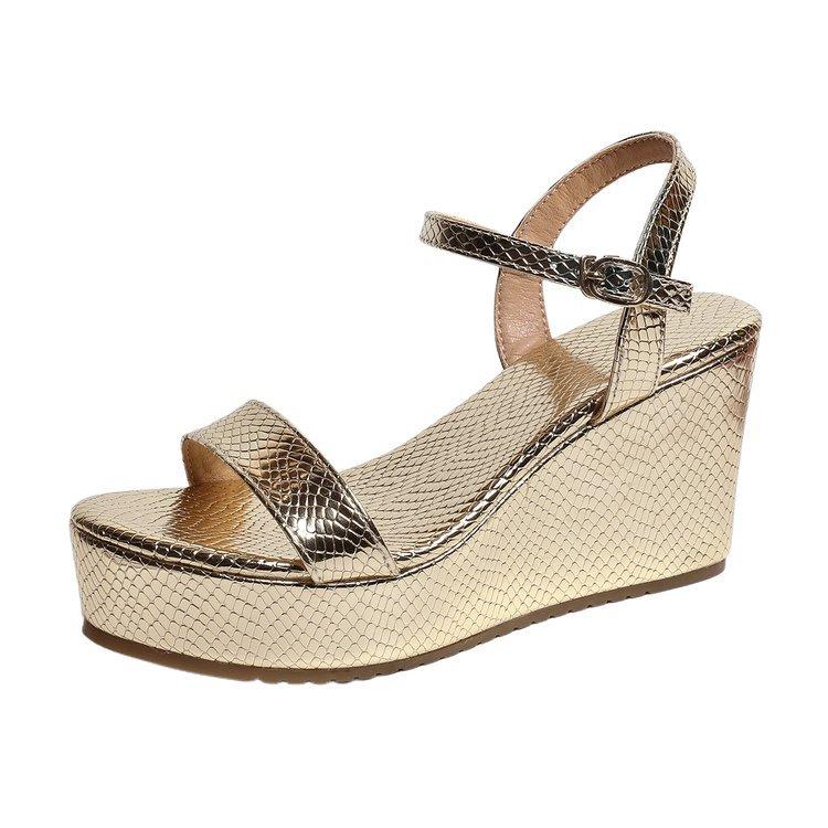 Women's Plus Size Gold High Heel Sandals, Sexy Platform Stage Shoes, Ankle Strap Open Toe Heeled Sandals for Women