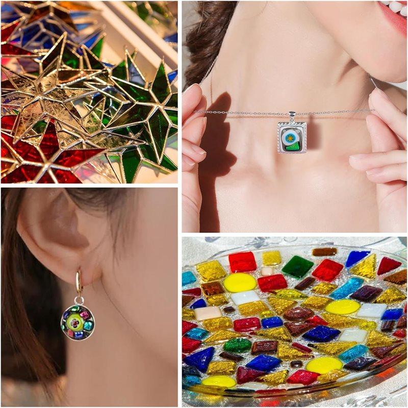 A60zfor Jewelry Making Supplies Crafts 112G Fusible Glass Sheets Microwave Kiln Art Pieces Dichroic Glass Scrap Mixed Colormay