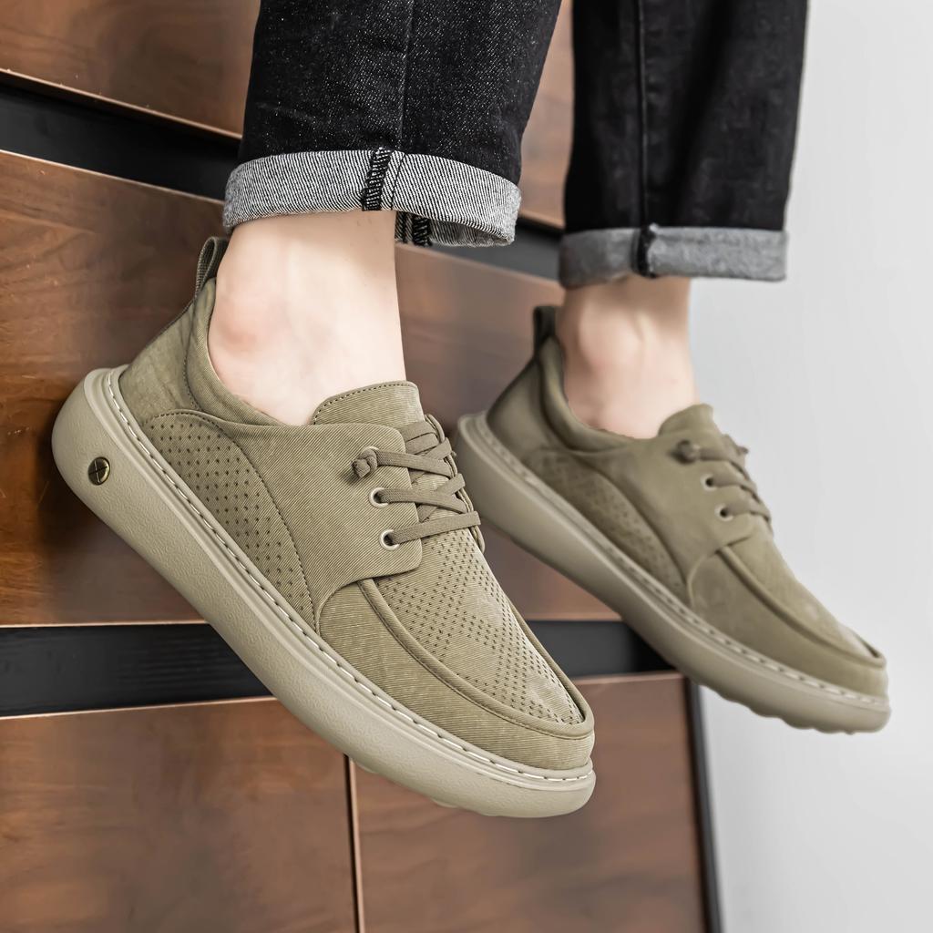 High Quality Men's Casual Leather Shoes Soft Bottom Outdoor Walking Shoes Comfortable Antiskid Flat Designer Lace-Up Sneakers