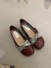 Retro Mary Jane shoes femininity elegant simple round head shallow mouth soft sole ballet shoes