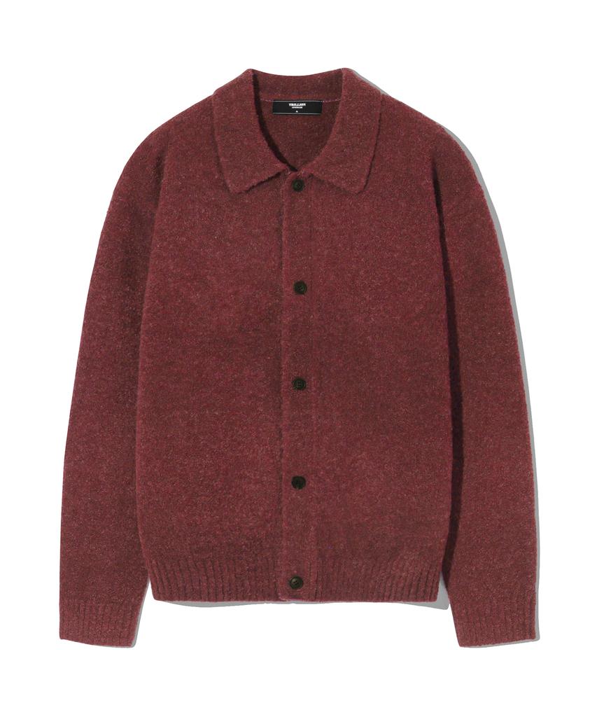 Trillion Wool Boucle Collar Cardigan Knit (Red Brown)