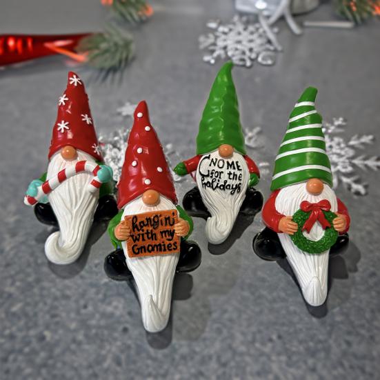 Christmas Gnome Figurine Cartoon Sitting Faceless Dwarf Resin Statue Sculpture Home Office Desktop Decoration Ornament