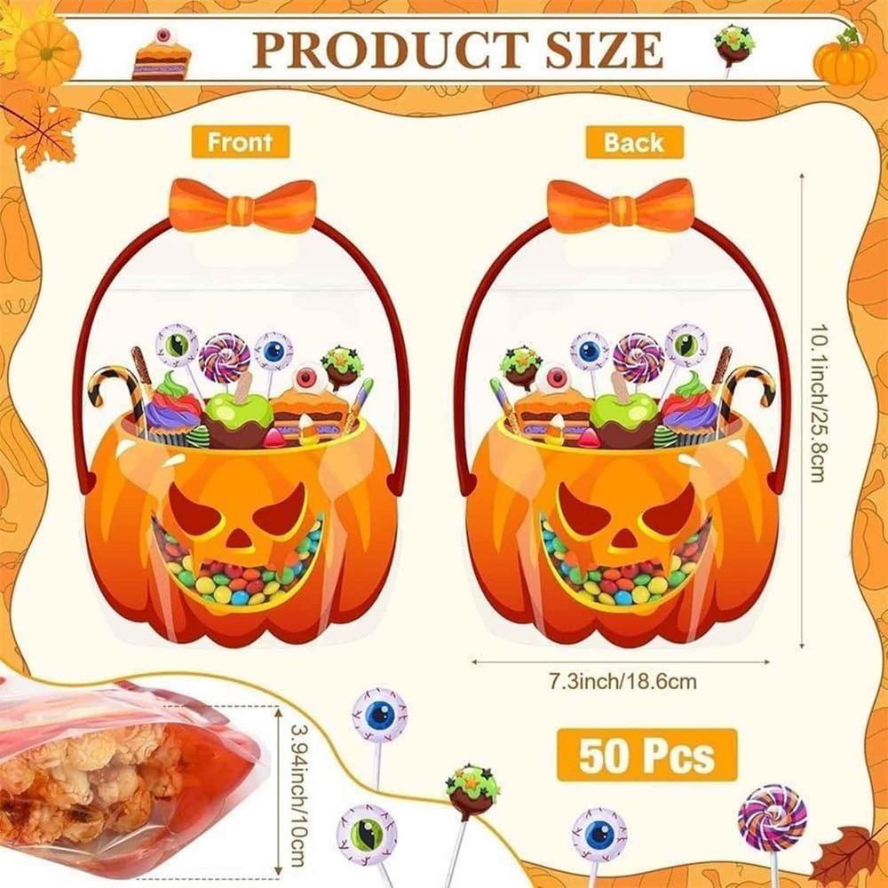 

Halloween Gift Bag Transparent Pumpkin Bags 10Pcs Candy Bags for Fall Treats Trick Treating Candy Party Decoration Gift Bag