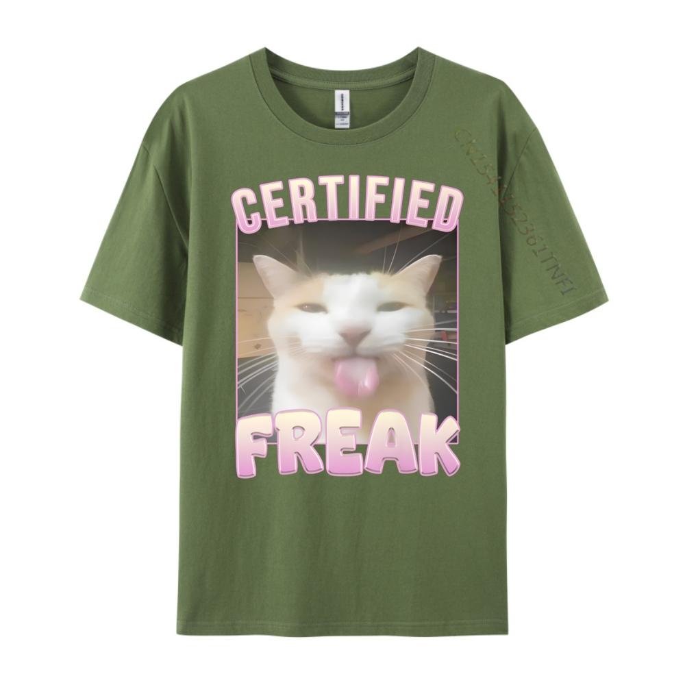 Certified Freak Cat Meme Mens Clothing Free Shipping Clothes Tee Shirt