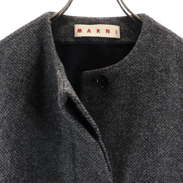 Marni Made In Italy Herringbone No Color Jacket 36 Gray Fur Sleeves Women Used