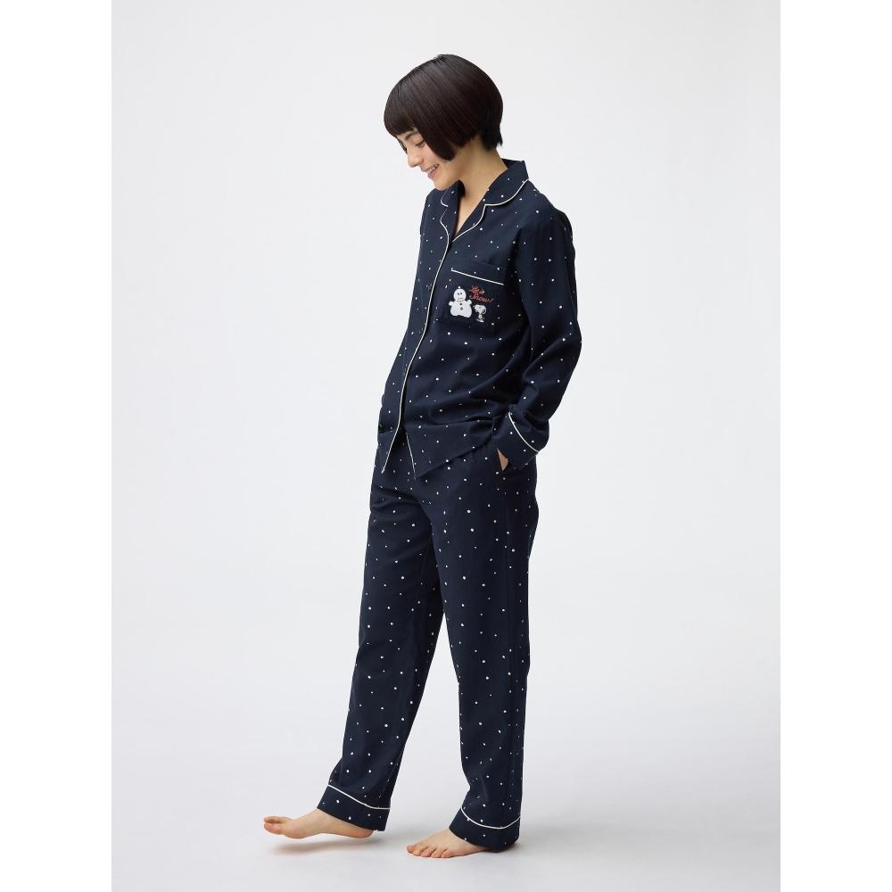 Gu By Uniqlo Flannel Pajamas Long Sleeves Long Pants Peanuts