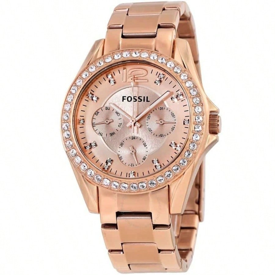 

Fossil Women s Riley Stainless Steel Multifunction Watch розового золота