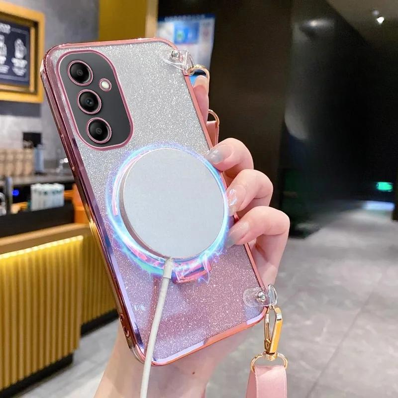 Umhängeband Spiegel Magnetischer Ständer Halter Beschichtung Hülle für Samsung Galaxy M55 M54 M53 M52 M33 M14 M34 M31 M23 M30S 5G Hülle