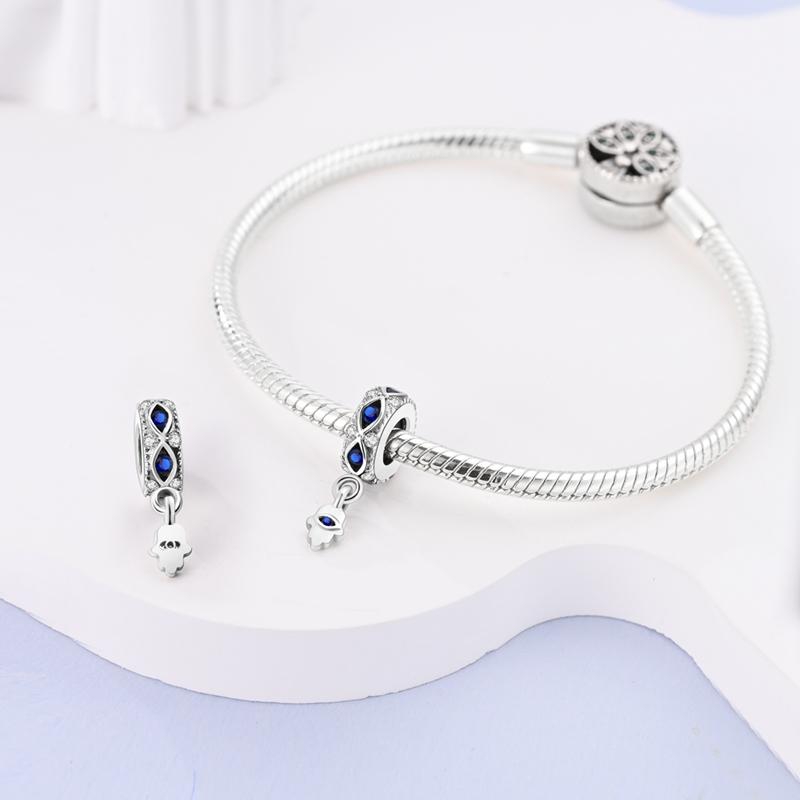 Mysterious Copper Love Evil Eyes Celtic Knot Palm Pendant Beads Safety Clip Fit Brand Bracelet Premium Gift Diy