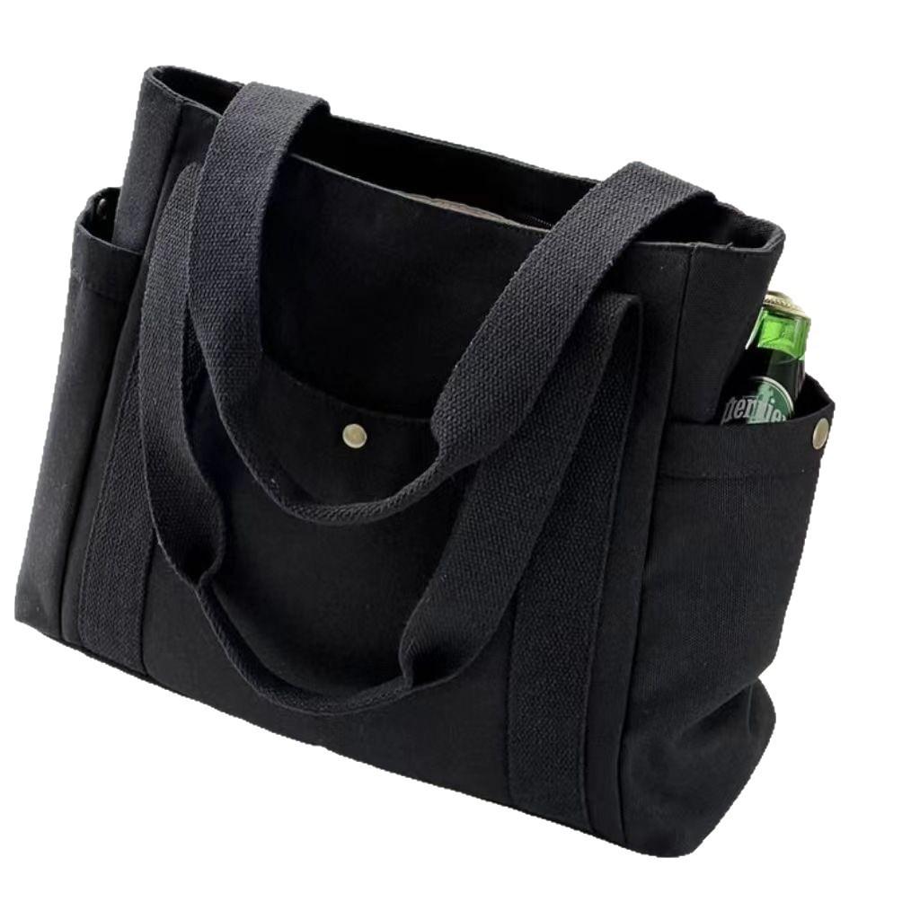 Thick Canvas Tote: Large Capacity, Versatile, Classy Shoulder Bag for Students