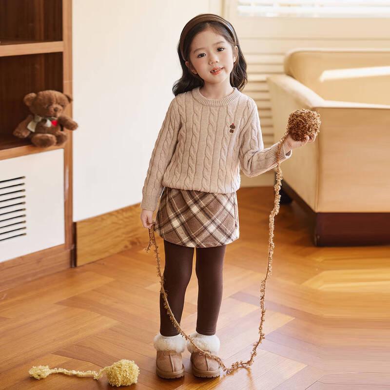 LUSON Baby Girls  Faux Two-Piece Plush Lined Leggings Skirt 110