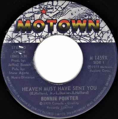 7inch Record BONNIE POINTER - Heaven Must Have Sent You M1459X MOTOWN 1979 Canada Soul/Funk Used