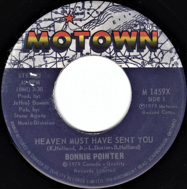 

7-дюймовая пластинка BONNIE POINTER - Heaven Must Have Sent You M1459X MOTOWN 1979 Канада Соул/Фанк Б/У