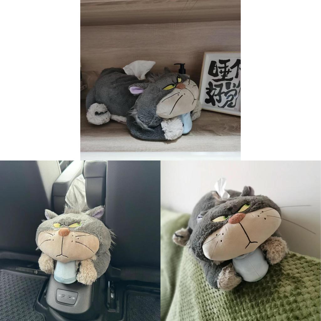 Cat Plush Tissue Box Cover Cute Cartoon Cat Tissue Holder For Home Car Interior Decor
