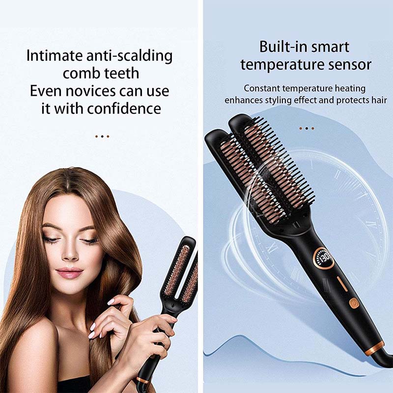 2 In1 Multifunctional Hair Straightener Brush Ceramic Hair Straightening And Curling Iron Electric Hot Brush For Styling