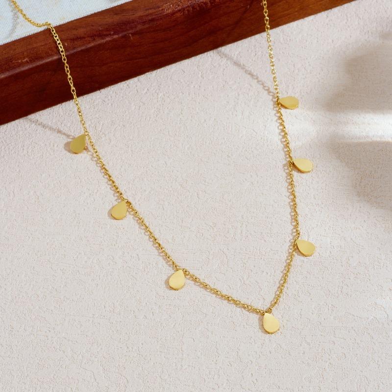 Gold Plated Teardrop Charm Choker Necklace