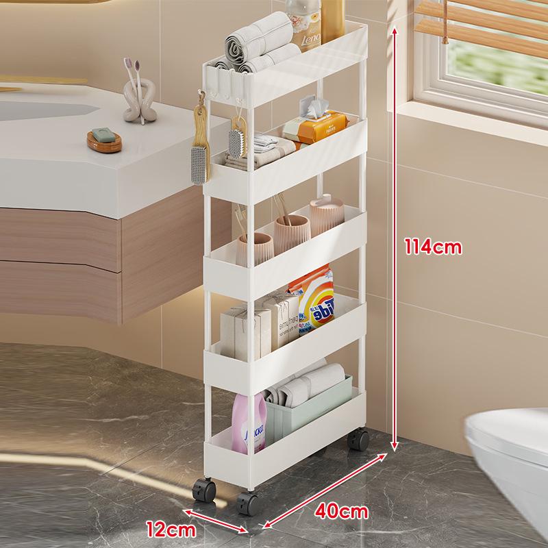 Compact Bathroom Trolley: Slim Floor-Standing Storage Rack for Narrow Spaces and Toilet Side