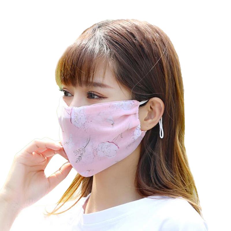 Fashionable Chiffon Printed Sunscreen Summer Breathable And Washable Dustproof Mask
