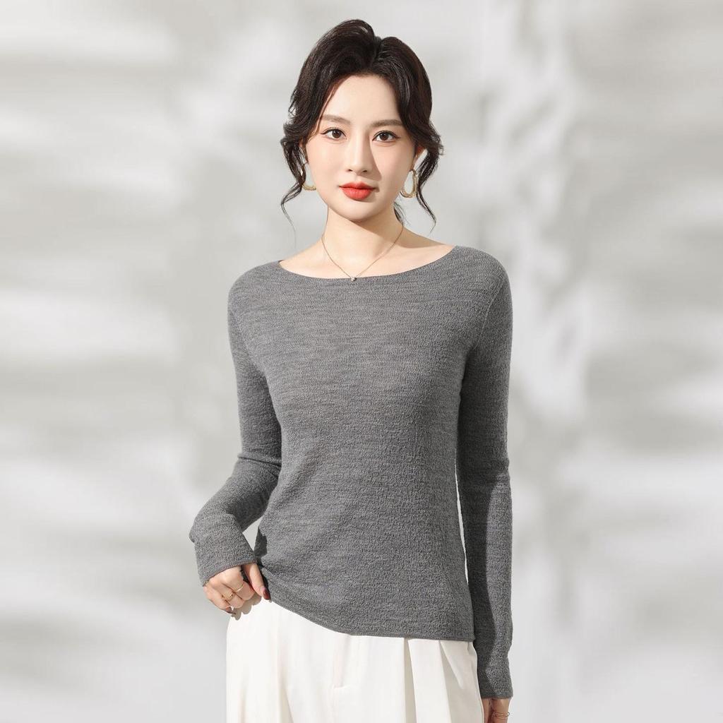 Le Kasha Elegant One-Shoulder Knit Sweater - Women's Autumn/Winter Slim Herringbone Top