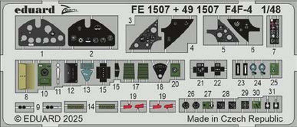 Eduard 1/48 Big Ed F4F-4 Parts Set (for Academy) Plastic Model Kit Parts EDUBIG49448 (Airplane)