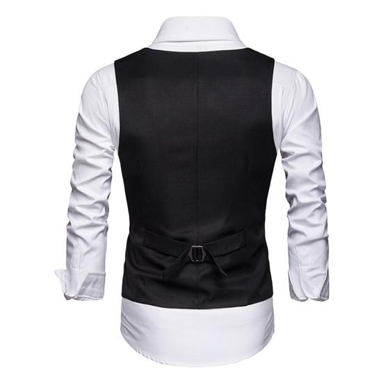 Men Suit Vest Formal Business Style Sleeveless V Neck Slim Fit Cardigan Single-breasted Solid Color Silky Fabric Pockets Groom Wedding Waistcoat