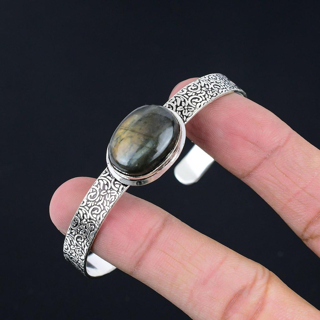 Sisters Day Sale Sterling Silver Labradorite Stone Elegant Engagement New Bangle