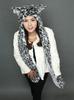 Favorable Price Faux Fur White Wolf Cat Ear Hooded Scarf Hat Plush Animal Ear Hat with Scarf for Cosplay Halloween