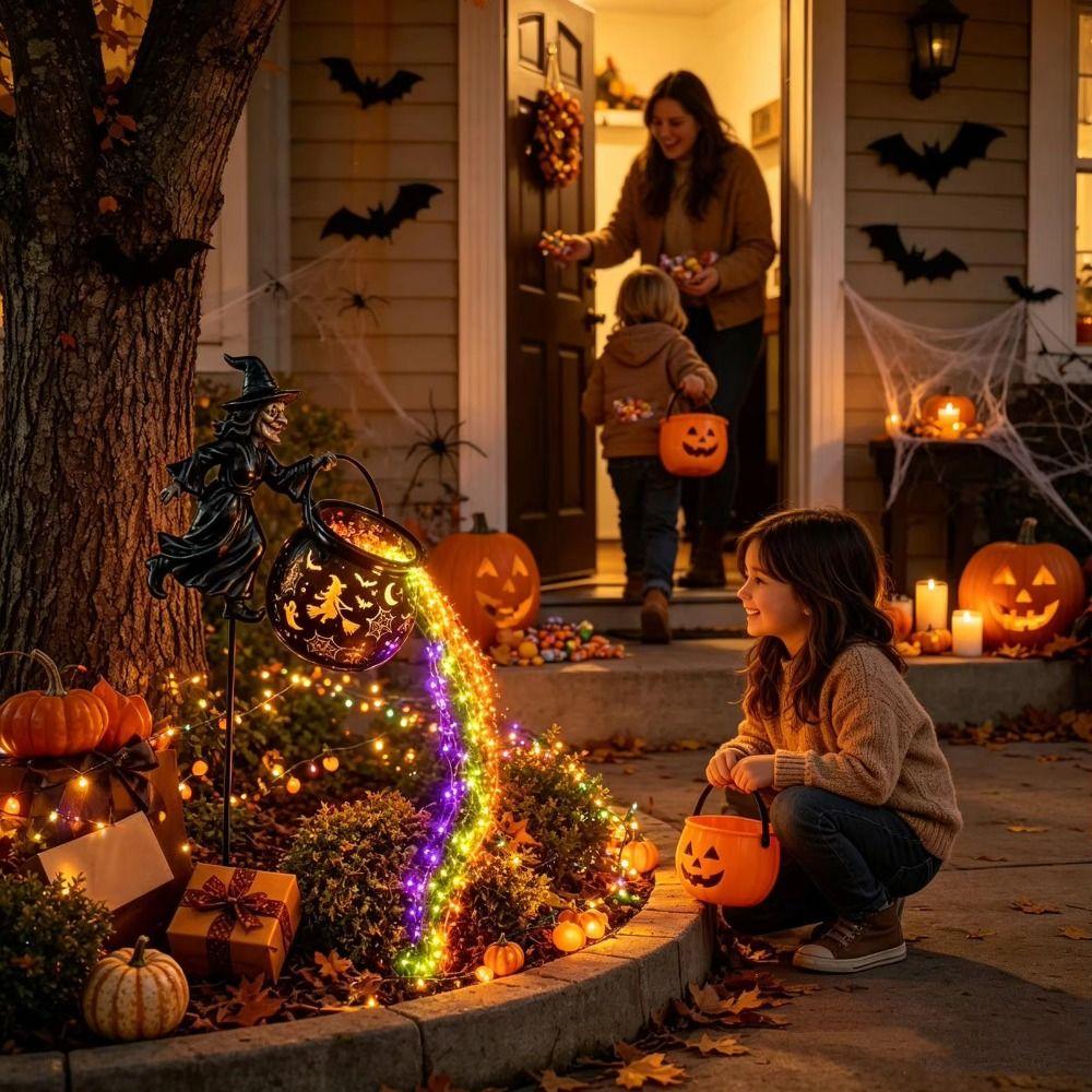 LED LED Flowing Light Colorful Cauldron Stake Light Witches Halloween Light Home Decor