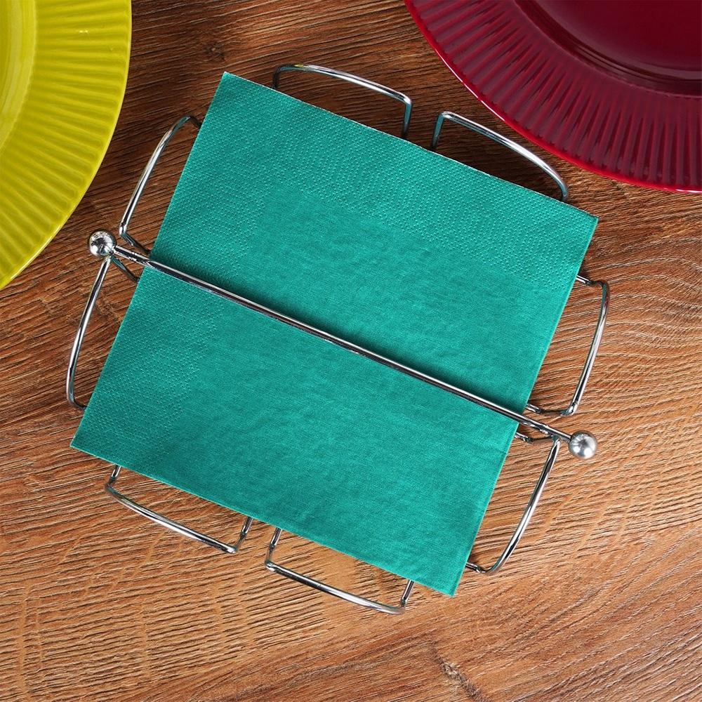 Napkin Holder, Steel Silver Napkin Stand, Tissue Holder with Press