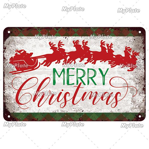 [MyPlate] Christmas Metal Sign Vintage Tin Sign Bar Decorative Plaque Home Decor Bar Wall Sticker Party Poster Gift