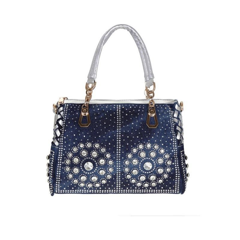 Bags Women'S Bags Denim Bags Handbags Diamond Woven Bags Trendy Shoulder Messenger Bags Tote Bags