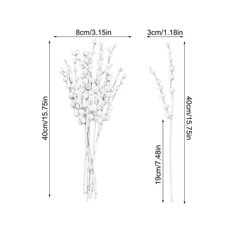 Christmas Tree Stems Christmas Glitter Berries Stems 15.75in Fake Glitter Berry Stem Ornaments Home Decor For Christmas Tree