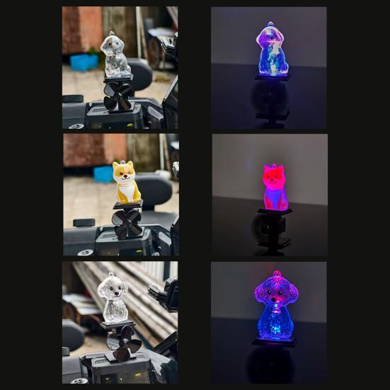 Motorrad Dekoration Niedliche Hundeform Windenergie LED-Leuchten Selbstbetrieben Lenker Ornamente Hundeförmiges Fahrradzubehör