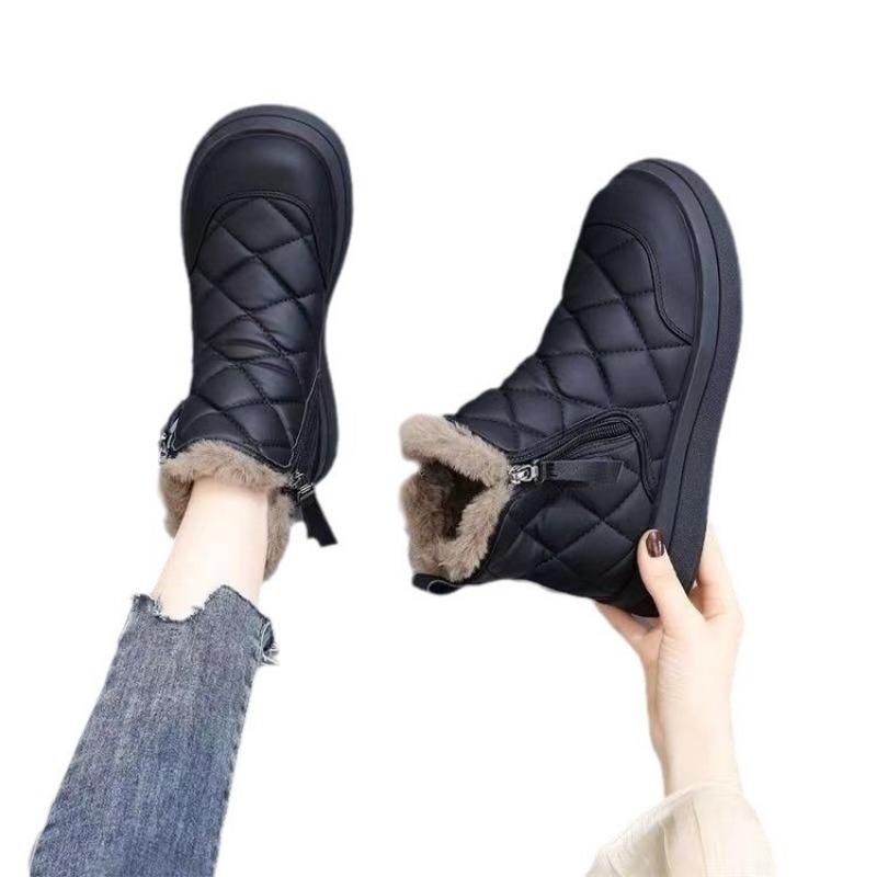 Snow boots women's new winter velvet thickened boots fashionable versatile fur integrated warm cotton shoes