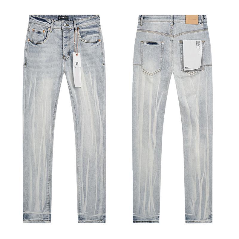 European and American Purple Slim Men's Trendy Light Luxury Elastic Jeans