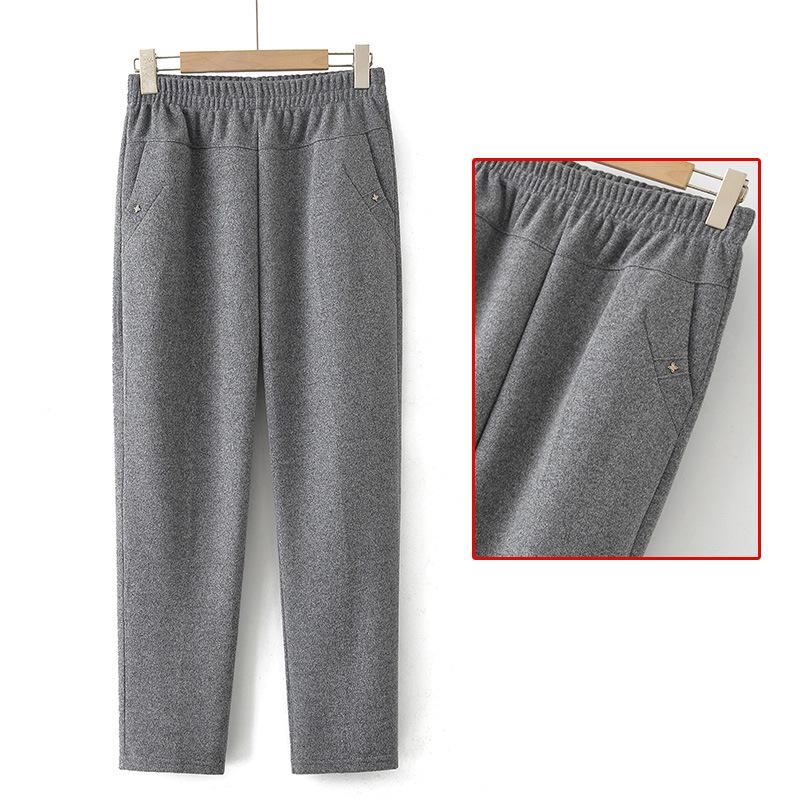 

Spring Pure Color Casual Pants for Middle-aged & Elderly Women - Loose Straight Leg Long Pants 4XL (130-145 lbs) светло-серый