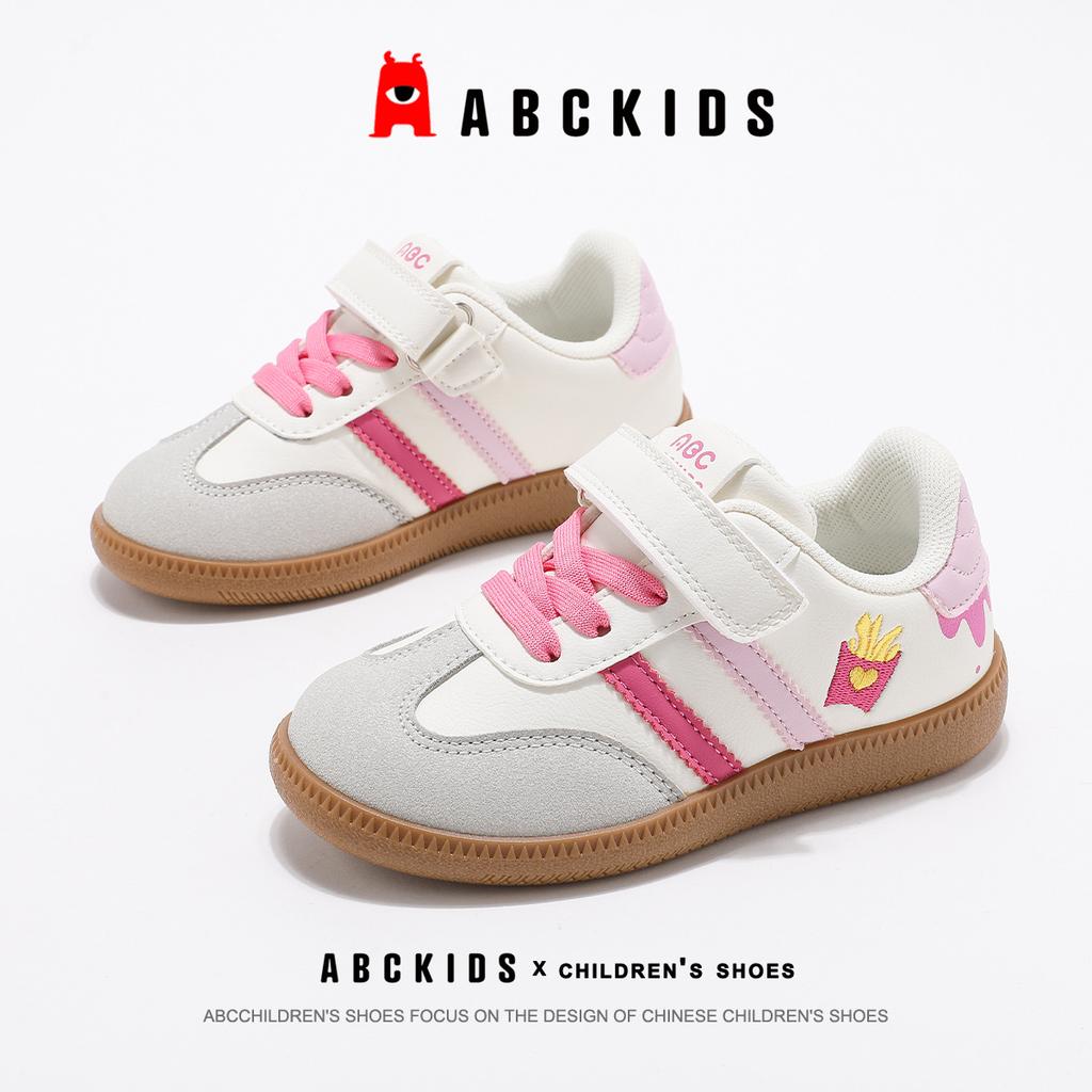Girls' Sports Shoes 2025 New Spring and Autumn Soft-soled Velcro Casual Moral Training Shoes Medium and Older Children's Embroidered Board Shoes Low-t