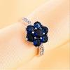 Elegant Blue Flower Shaped Ring For Women With Silver Topaz Detailing In Fashionable Style