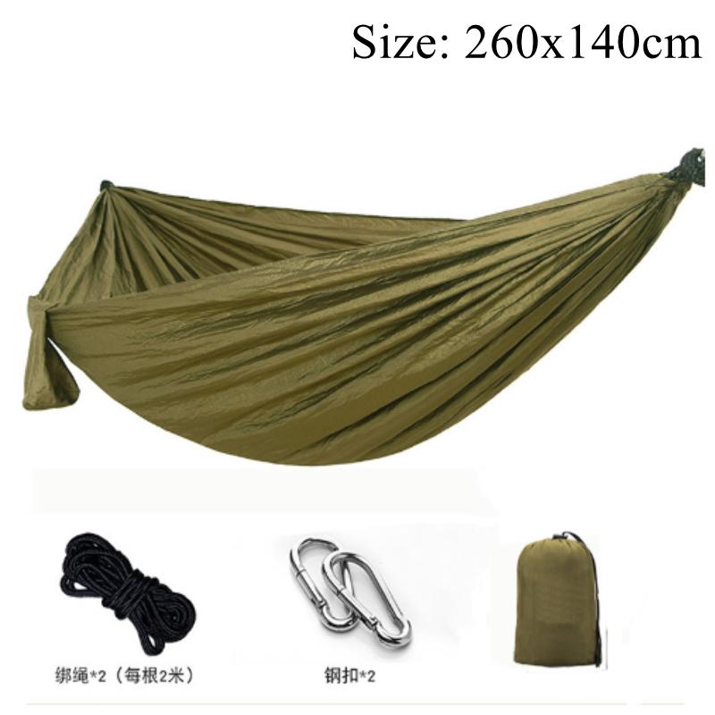 Double Persons hammock Lightweight Parachute Fabric Outdoor Hammock with Net for Camping Travel Outdoor Relaxation 260x120cm