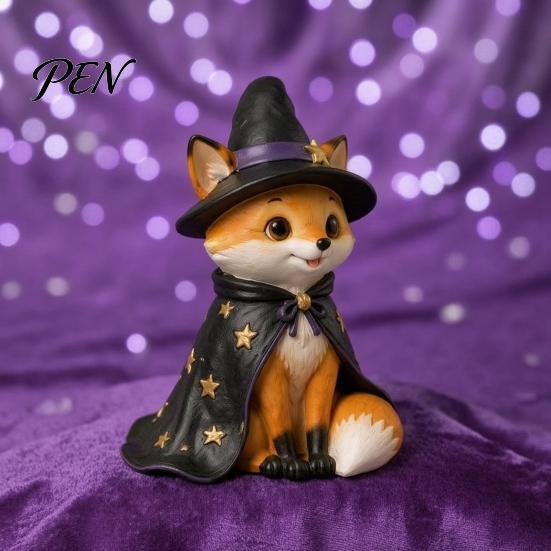 Wooden Cat Figurine Vintage Halloween Figurine, Rustic Witch Zombie Owl Frog Tabletop Cute Desktop Decoration Ornament, Farmhouse Tiered Tray