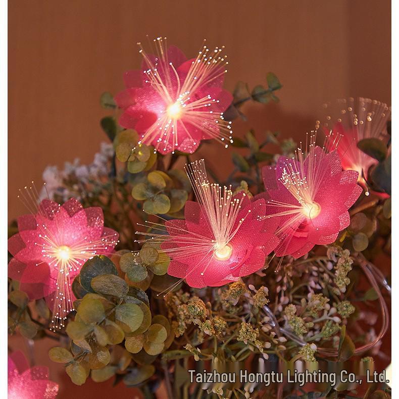 Creative LED Solar Fiber Optic Flower String Lights for Weddings & Decorations