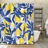 A Citrus Bliss Shower Curtain: Brighten Up Your Bathroom with This Vibrant Design Featuring Juicy Lemons, Deep Blue Leaves