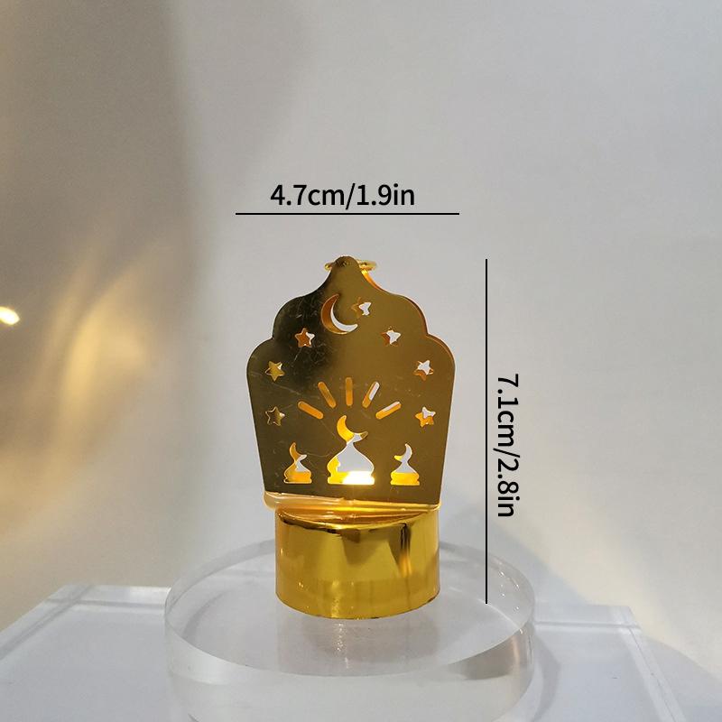 Islamische Ramadan Lampendekorationen 2026 Muslimischer Halbmond Kerze LED Lampe Stern und Mond Laternen Desktop Partyzubehör Muslimisches Geschenk