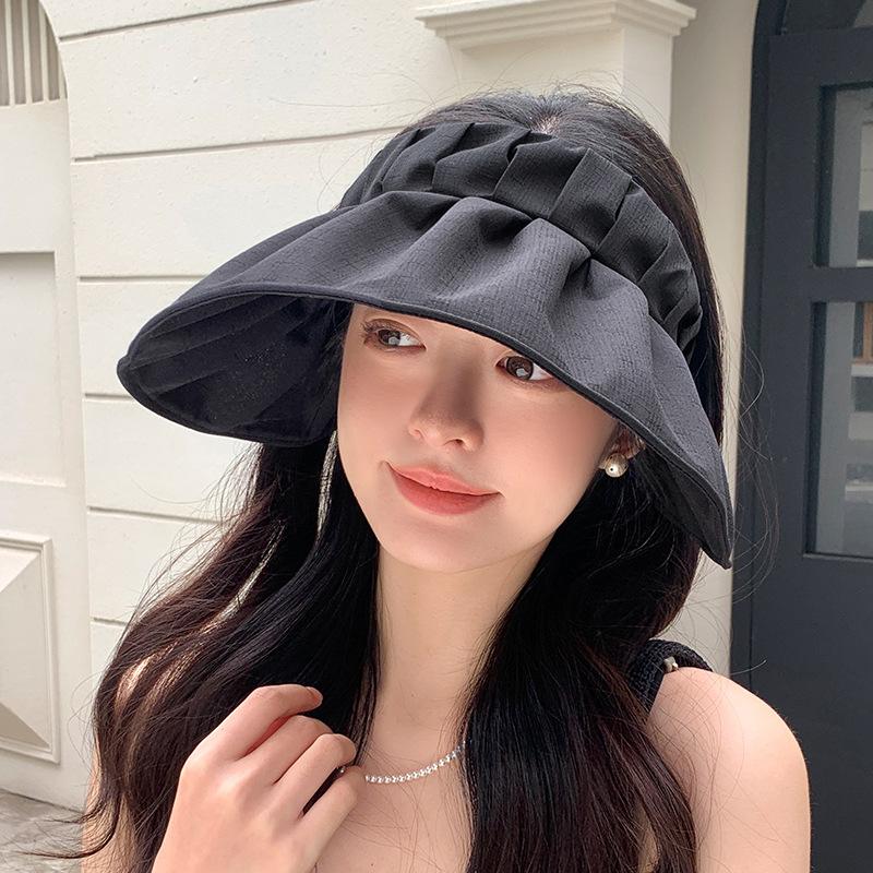 Folded empty top shell hat women's summer versatile large brim foldable sunscreen hat outdoor cycling beach hat