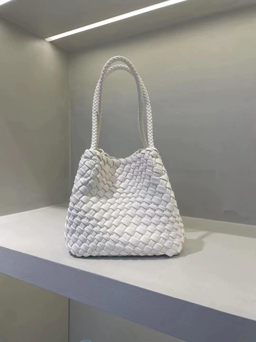 

Нишевая плетеная сумка-пельмень ручной работы: 2025 Высококлассная сумка-мешок на шнурке и рыночная сумка «мать-дитя» 17*14*15