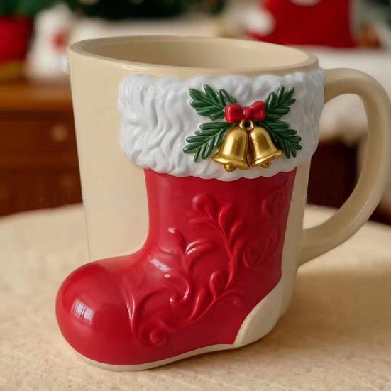 Christmas Coffee Cup Christmas Tree Elk Stocking Gingerbread Man Mug 260ml Dishwasher Microwave Tea Cocoa Cup for Home Office Outdoor Use