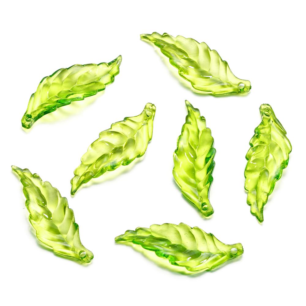 10-100pcs Green Acrylic Leaf Charms Leaves Beads Pendants For Diy Necklace Bracelet Earrings Jewelry Making Handmade Crafts