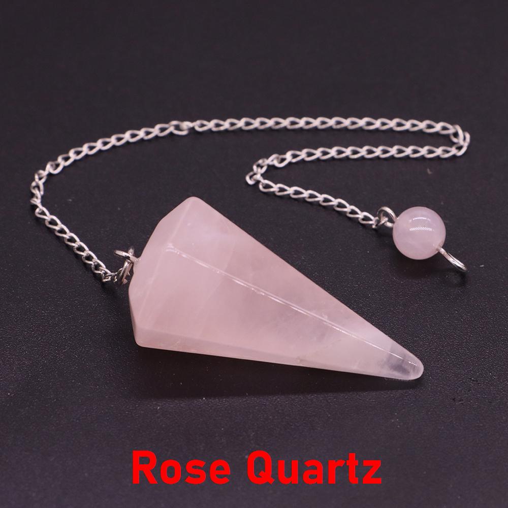 Natural Stone Reiki Healing Pendulum,For Dowsing Spiritual Divination Cone Crystal Quartz Pendulos Small Size Necklace Jewelry