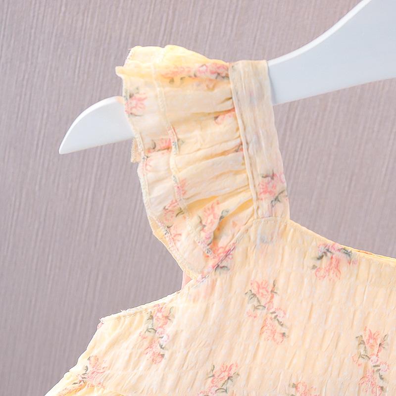 Girls Floral Halter Dress Summer Fashion Cake Dress Children's Princess Dress