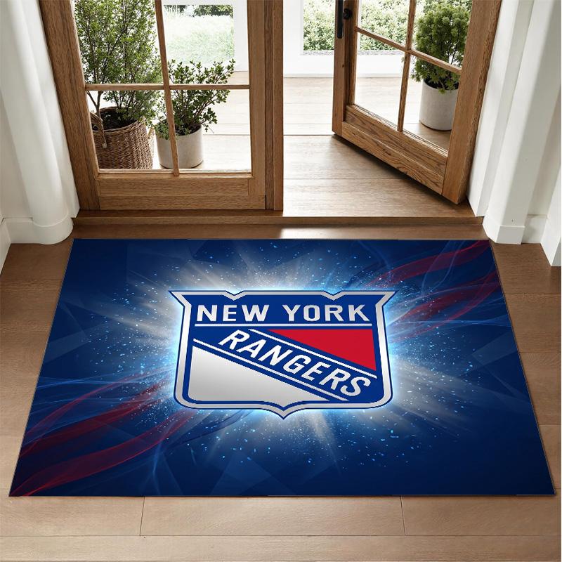 New York Rangers Design Crystal Velvet Rug Soft Decorative Mat for Bedroom Entrance